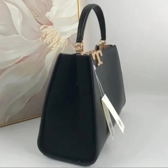 Tory Burch Eleanor Black Leather Tote Bag Outlet New🥖🥖 - Picture 2 of 3
